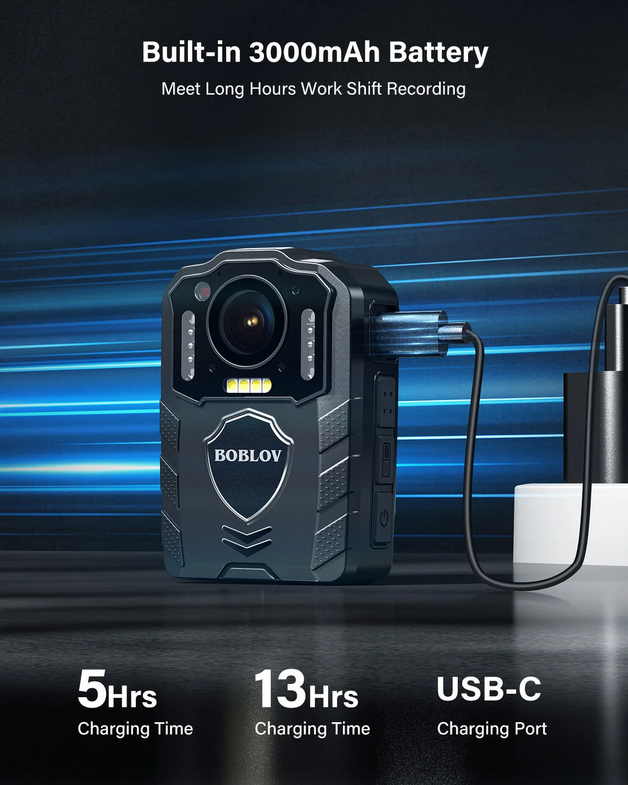 BOBLOV KJ25 1080p Body Camera 3000mAh Support 13H Recording Night Vision Camcorder Law Enforcement Police Camera For Hiking Ride-4