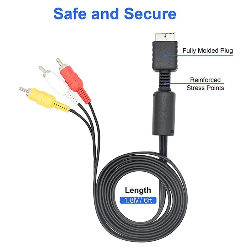 AV Cable for PS3 PS2 PS1 PlayStation Console Audio Video Extend Cord Game Player to LCD Monitor TV RCA Wire Converter Adapter-4