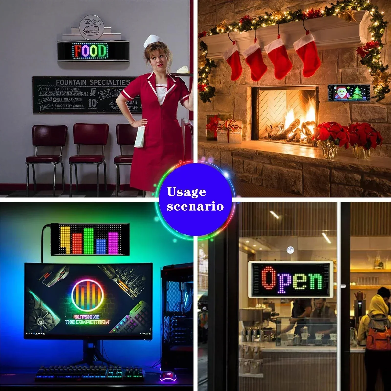 Scrolling Advertising LED Sign USB 5V Bluetooth App Control Logo Light Custom Text Pattern Animation Programmable Display Car-6