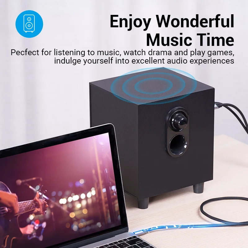 Vention 3.5mm to Double 6.5mm TRS Cable AUX Adapter Audio Cable 6.5 Jack to Stereo 3.5 Jack for Mixer Amplifier 6.35mm Adapter-6