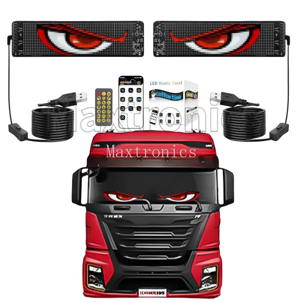 Car Truck Evil's Eye Flexible LED Matrix Pixel Panel 5V USB DIY Blinking Eyes Animated Screen APP Programmable Soft LED Displays-4