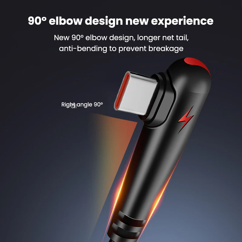 120W Fast Charging USB C Cable 90 Degree Elbow USB C To Type C Cable For Huawei Xiaomi Samsung Quick Charge USB Type C Cable-5