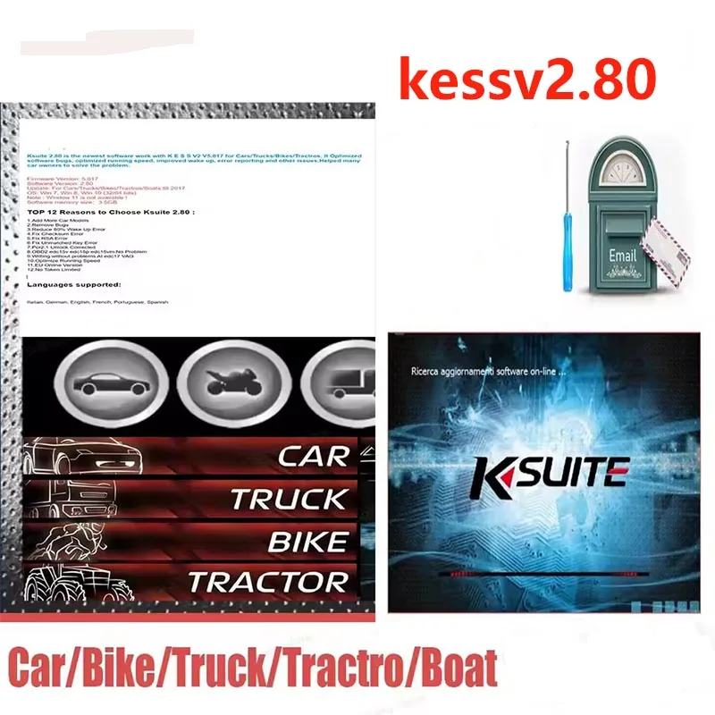 Ksuite 2.8' ECU Programmer Tool Auto Diagnostic Software for Car Truck Bike Tractor Boat - Fix RSA Error KESS V2 V5.017 2025 Hot-2