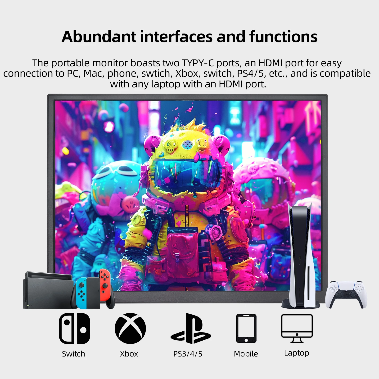 ZSUS 10.5-Inch Portable Monitor 1280P 100%sRGB 15:10 Low Blue Light For XBox PS4 / 5 Switch Cell Phone PC Loptop Extension-4