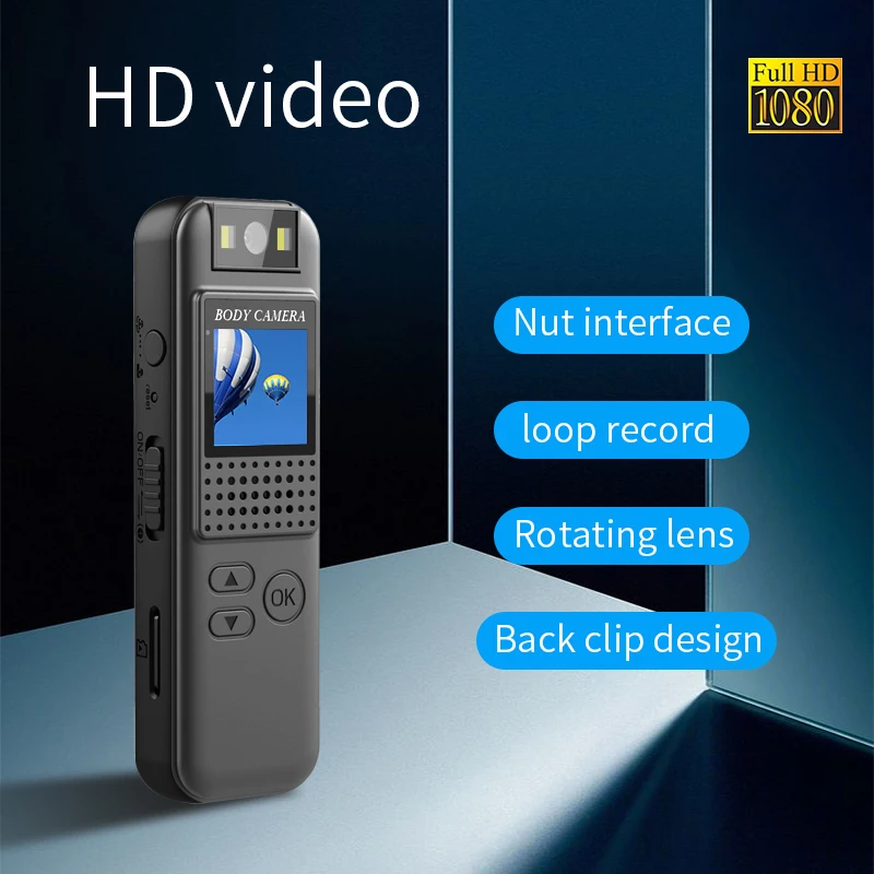 Mini Body Camera Full HD 1080P Body Mounted Camera Small Portable Night Vision Police Body Cam support TF card mini camera-5