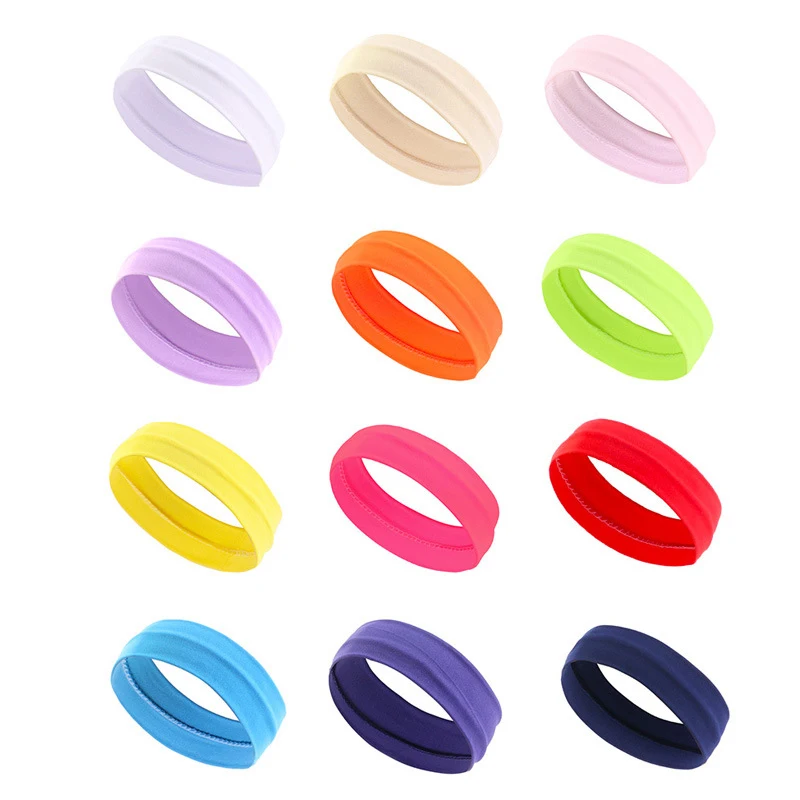 Summer Sports Headbands For Women Fitness Run Yoga Bandanas Solid Color Elastic Hair Bands Stretch Makeup Hair Accessories 2023-4
