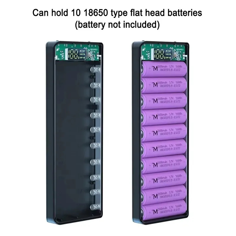 10*18650 Power Bank Battery Box Holder Portable Dual USB Type C Charge Shell for iPhone Xiaomi Huawei 18650 Battery Cases-2