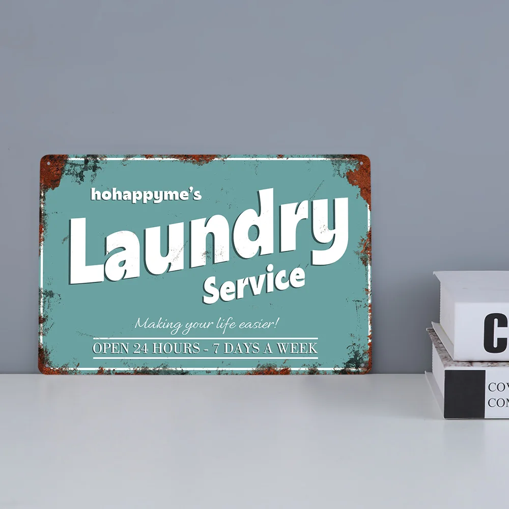 Personalized Laundry Service Vintage Metal Sign Customized Shop Wall Hanging Tin Signage Retro Panel 8