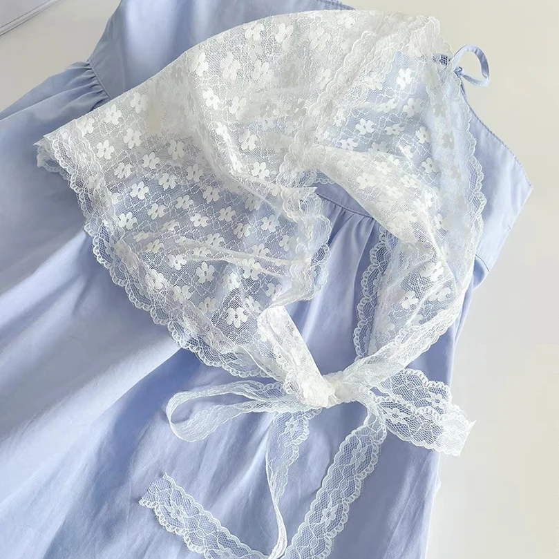 White Woven Floral Lace Hair Scarf Wraps Women Retro Triangle Headscarf Hat Travel Photo Headband Hair Accessories-5