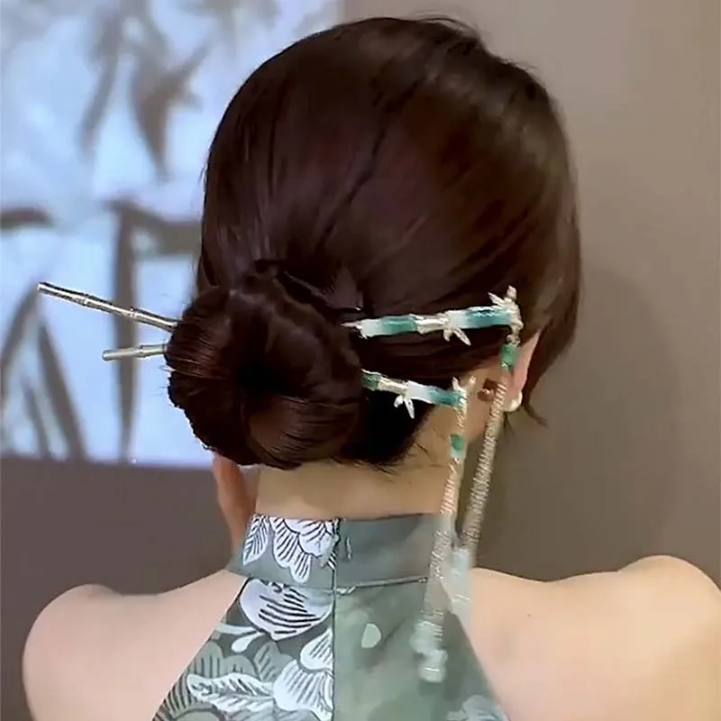 Retro Chinese Style Tassel Hair Clip For Women Hair Stick Pins Flower Handmade Hairpins Charm Jewelry Accessories Hair Ornaments-2