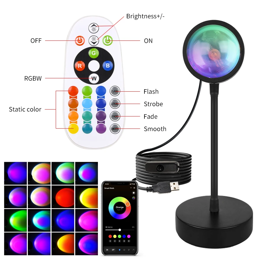Smart Sunset Lamp Tuya LED Night Ligh USB RGB Smart Life APP Remote Projection For Room Decoration Photography Festival Birth-2