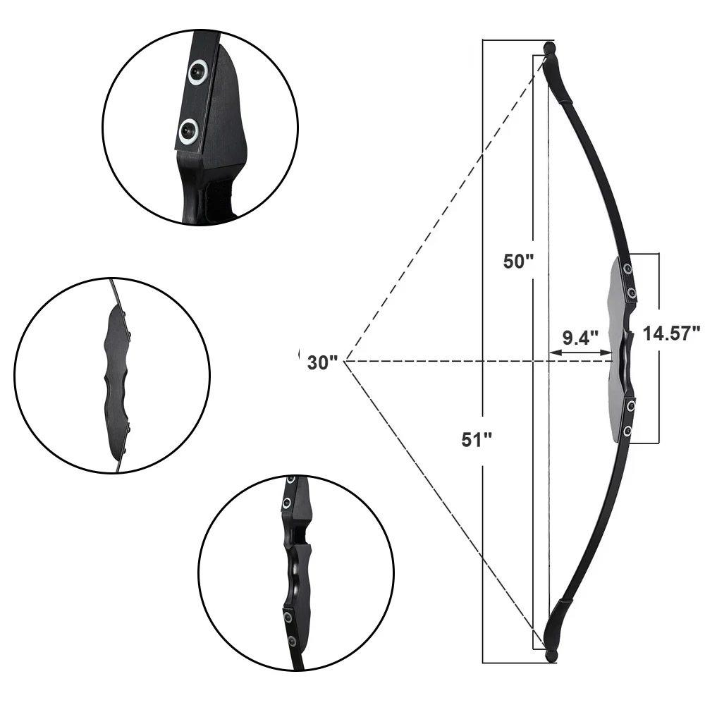 Archery Bow and Arrow 30/40lbs Take-Down Recurve/Straight Bow with 12x Carbon Arrows Shooting Practise Hunting Game Accessories-2
