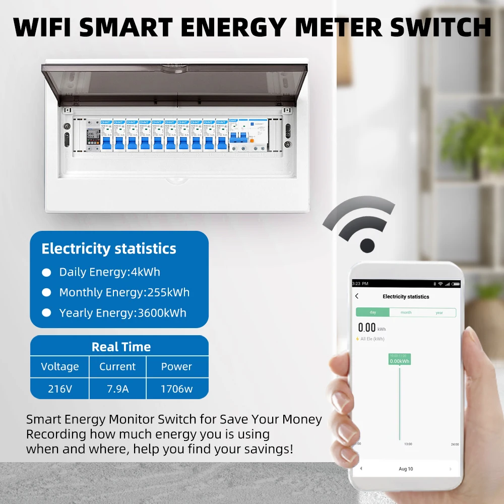 63A TUYA  WiFi Smart Earth Leakage Over Under Voltage Protector Relay Device Switch Breaker Energy Power kWh Meter Smart Life-6