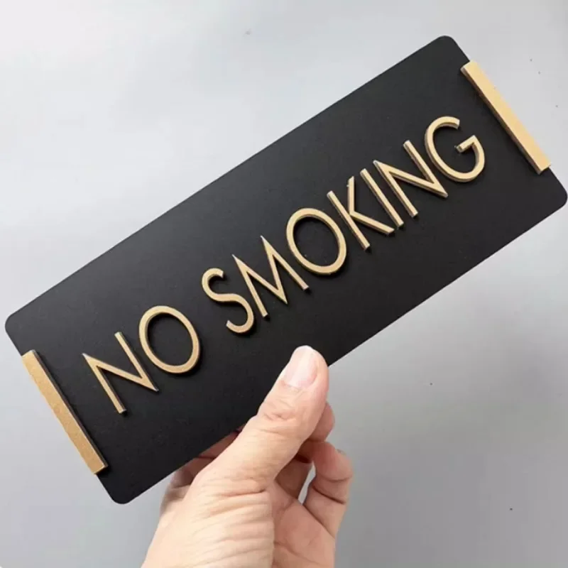 Creative rectangular Signage Restroom Sign Plaque No Smoking Warning Board Warm Reminder Signage Office Indicator Plaque-6
