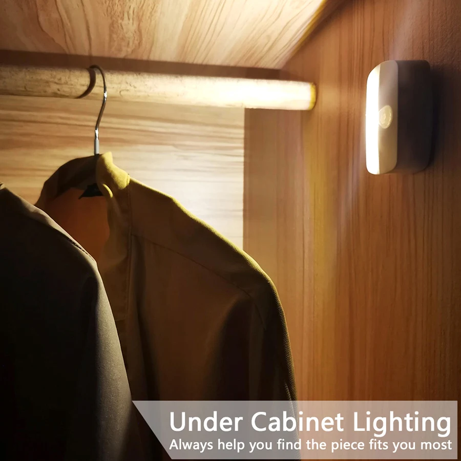 LED Night Light with Motion Sensor Cabinet Lamp Wireless Bedside Nightlight Battery Power For Bedroom Closet Stairs Lighting-6