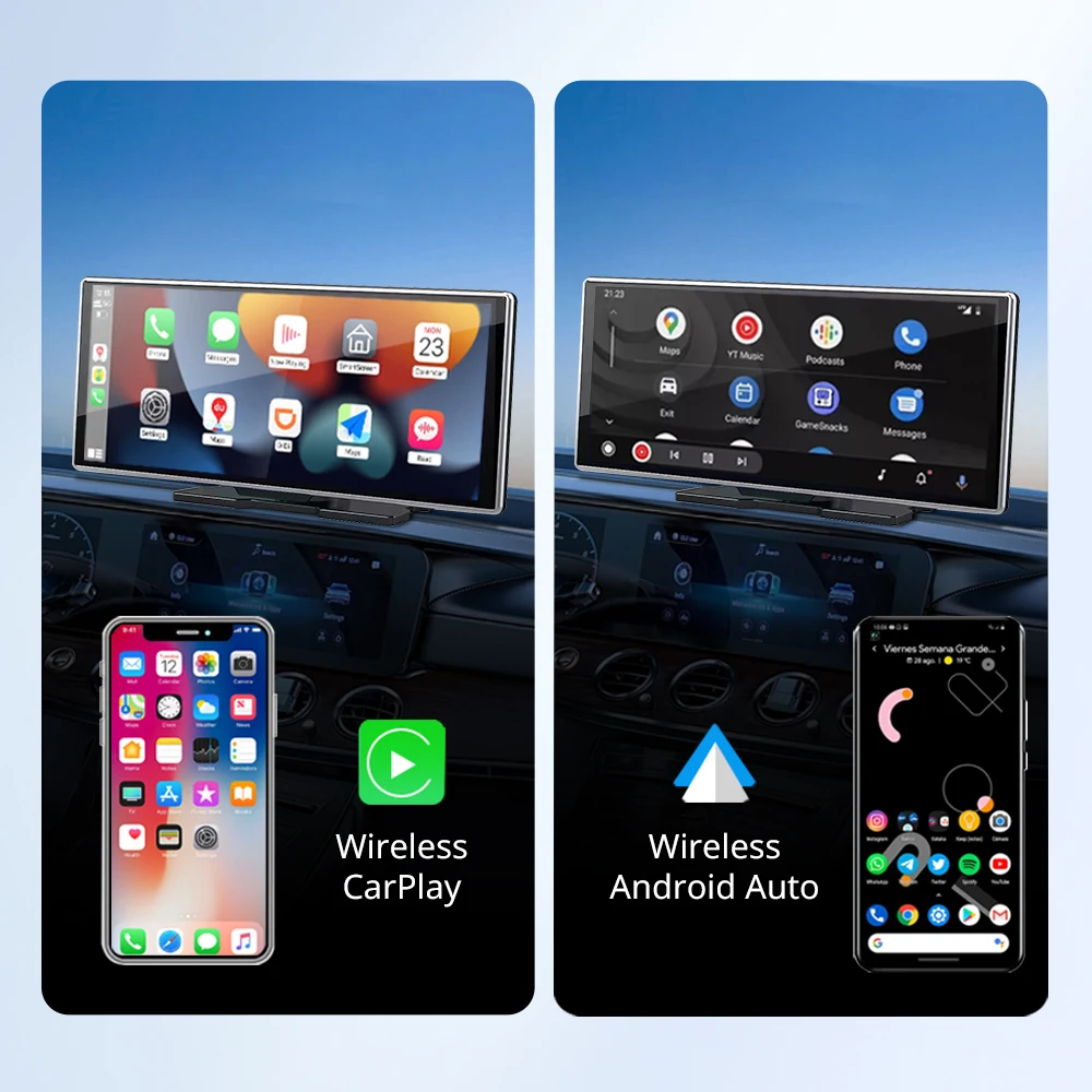 11.26 inch IPS Touch Screen Multimedia Video Player Portable 4K DVR Wireless CarPlay/Android Auto Dual Lens Driving Recorder-6