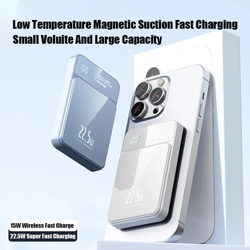 100000mAh Xiaomi Portable Magnetic Wireless Charging Mobile Power Support 22.5W Two-Way Fast Charging For Iphone Samsung Huawei-3