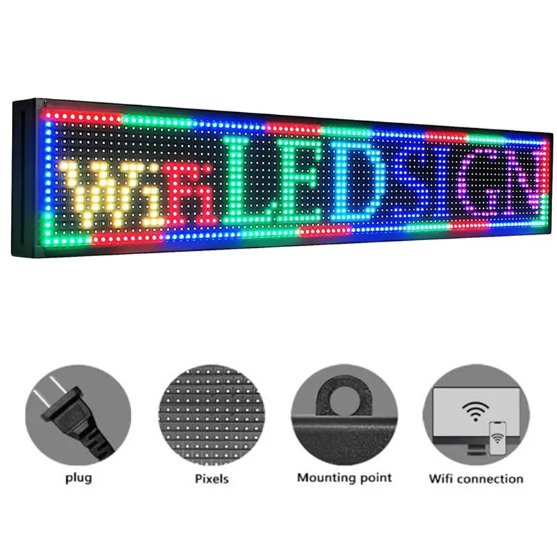 P10 LED Display with WIFI FULL Color Sign Fast Programmable Digital LED Display Use For Storefront Business Window Bar(100x20cm)-4