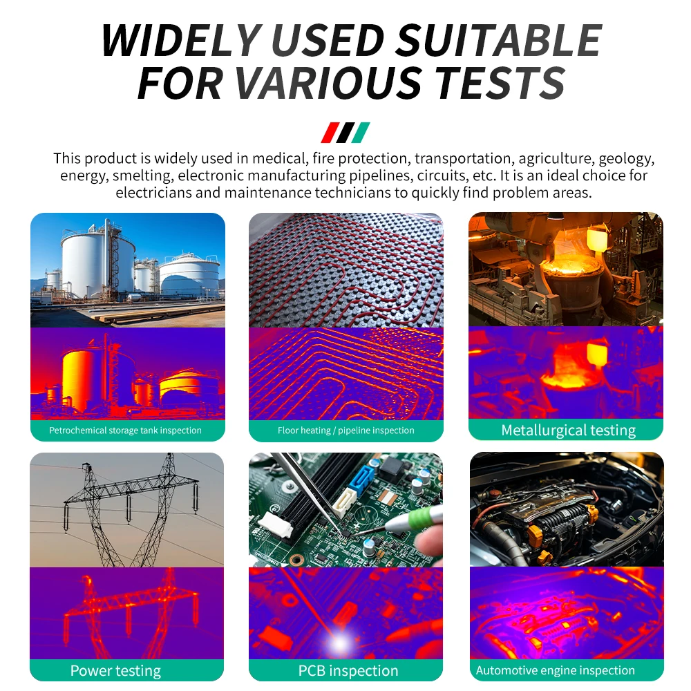 MASTFUYI FY12 Handheld Thermal Imager -20~550°C 15 False Color Non-contact Temperature Measurement 50×50° Large Field of View-2