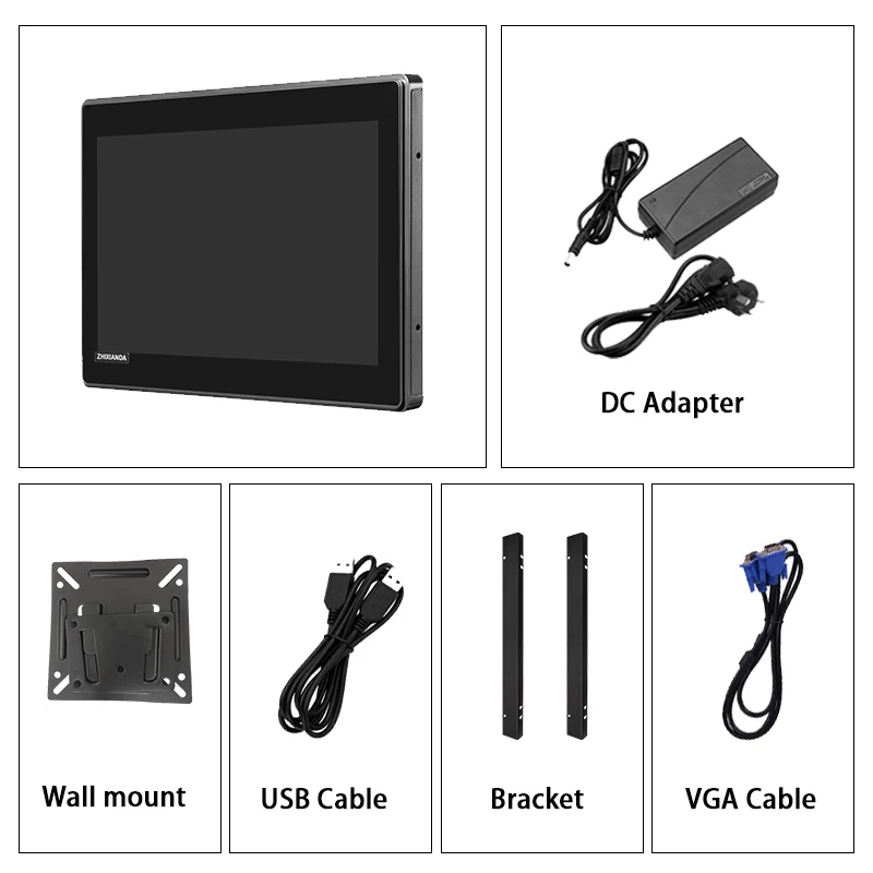 Flat True Capacitive Touch Screen Monitor 18.5 Inch 1920*1080 Open Frame Industrial Waterproof Display With VGA HDMI USB Input-2