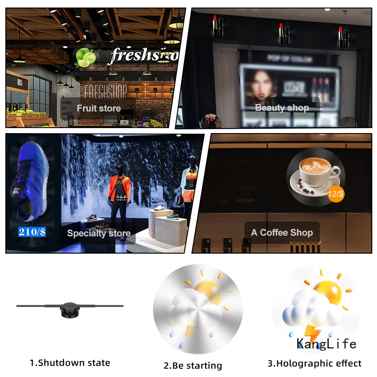 3D Hologram Projector Fan Remote Wifi Control 25-100cm Commercial Advertise Display Hologram Projector Transmit Picture Video-5