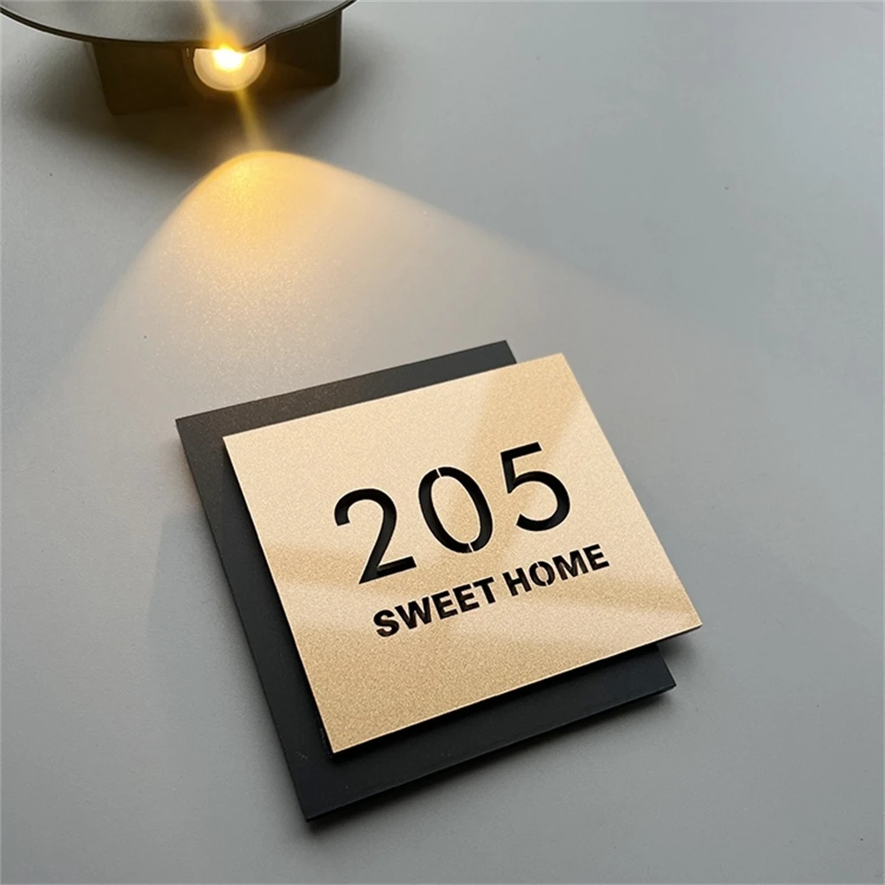 3D levitate acrylic outdoor door plate home room number entry door custom house number dormitory residential digital signage-2