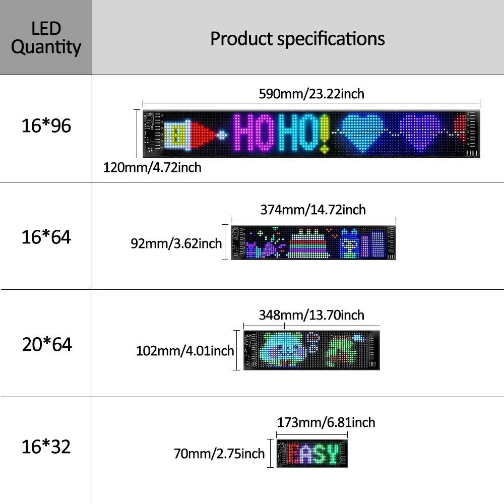Scrolling Advertising LED Sign USB 5V Bluetooth App Control Logo Light Custom Text Pattern Animation Programmable Display Car-2