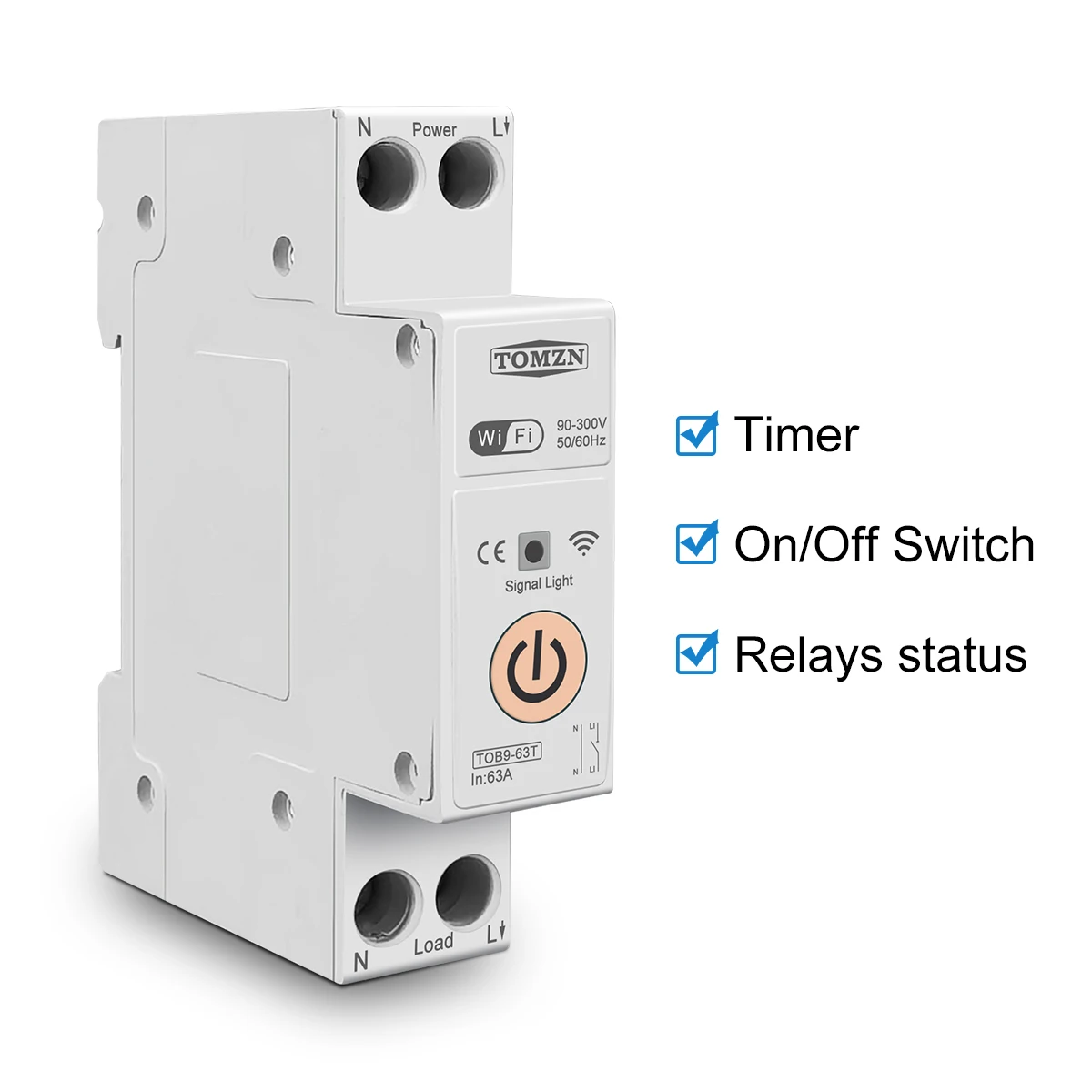 TOMZN 63A 1P+N WIFI Smart Switch Energy Meter Kwh Metering Monitoring Timer Relay MCB TUYA smartlife voltage current protection-2