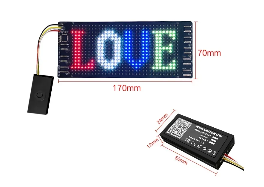 Mini LED Matrix Panel Battery Powered DIY Scrolling Text Smart Bluetooth App Control Programmable 16 * 32 LED Flexible Display-4