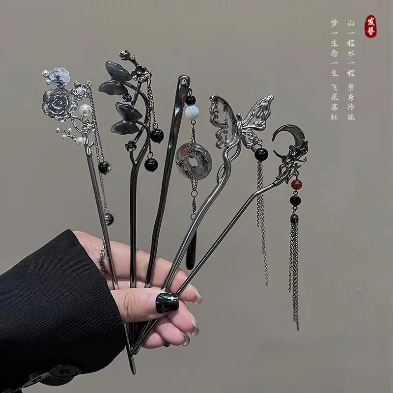 Ancient Chinese Style Elegant Butterfly Tassel Hair Stick for Women Girls Classical Hairpin Chinese Hair Accessories Jewelry-6