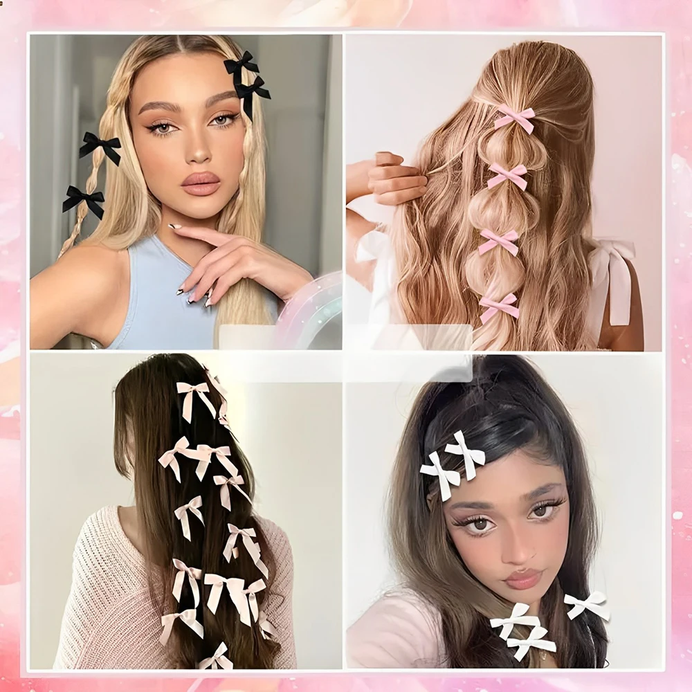 5-24Pcs Y2k Girls Bows Mini Hair Clips Metal Hairpin Headwear Barrette Handmade Ribbon Bow Bangs Clip Fashion Hair Accessories-2