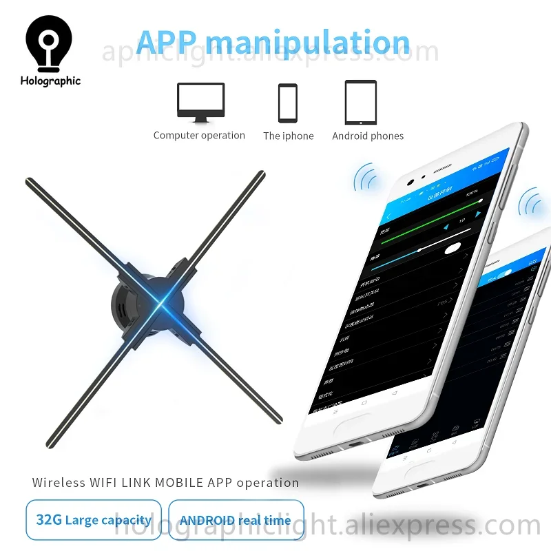 40-85cm 3D Fan Hologram Projector Wifi Control Remote Commercial Advertising Display Hologram Projector Transmit Picture Video-4