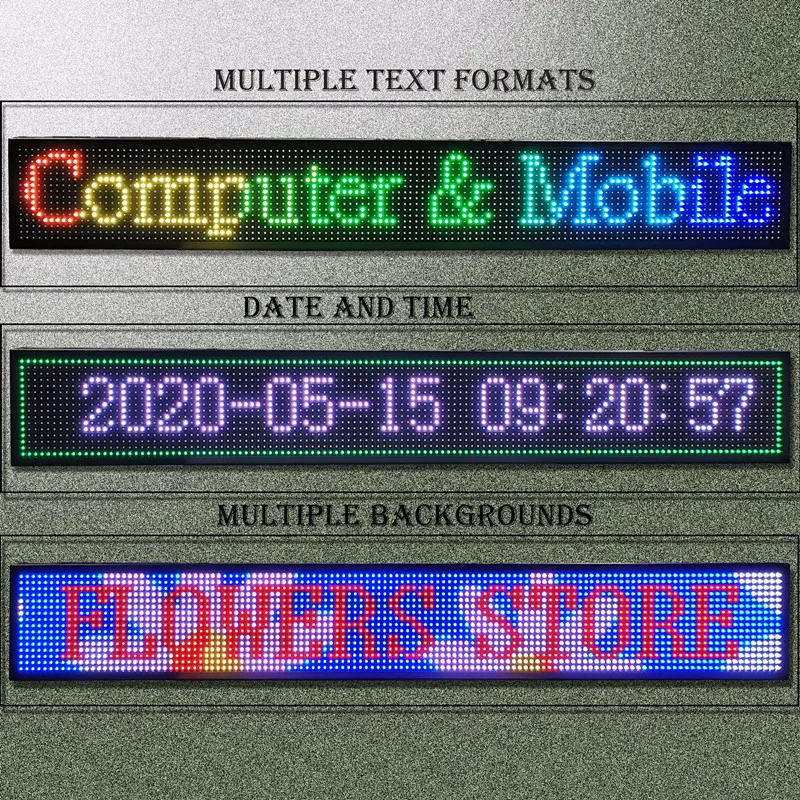 Outdoor Full Color P10 Wifi Scrolling Texts Messages Board Programmable Led Sign (1320x200mm)-5
