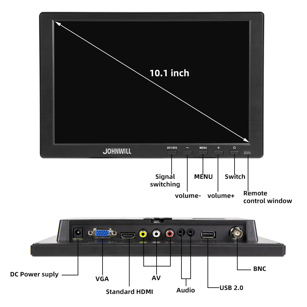 10.1″ pc monitor 1920x1200 Touch Gaming monitor for Raspberry Pi PS3 PS4 XBOX360 System CCTV with VGA HDMI BNC USB LCD display-5