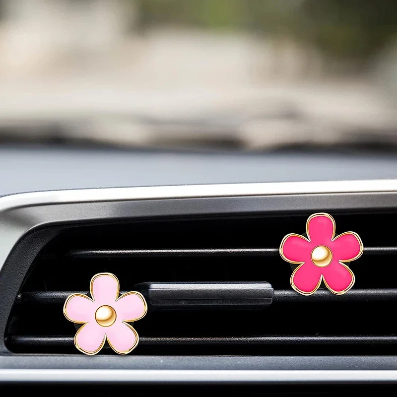 6PCS Daisy Flower Air Vent Clip Car Air Conditioning Outlet Clip Car Air Freshener Clip Car Interior Decor Accessories for Women-4