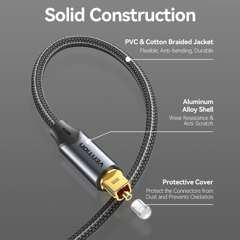 Vention Digital Optical Audio Cable Toslink SPDIF HIFI Sound SPDIF Dolby 5.1 Amplifiers for HIFI Video PS4  DVD Xbox  TV DTS-5