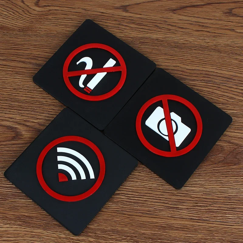 10cm Warning Sign WIFI Sign No Smoking Logo No Trespassing Warning Plaque Video Surveillance Public Shope Signage-2