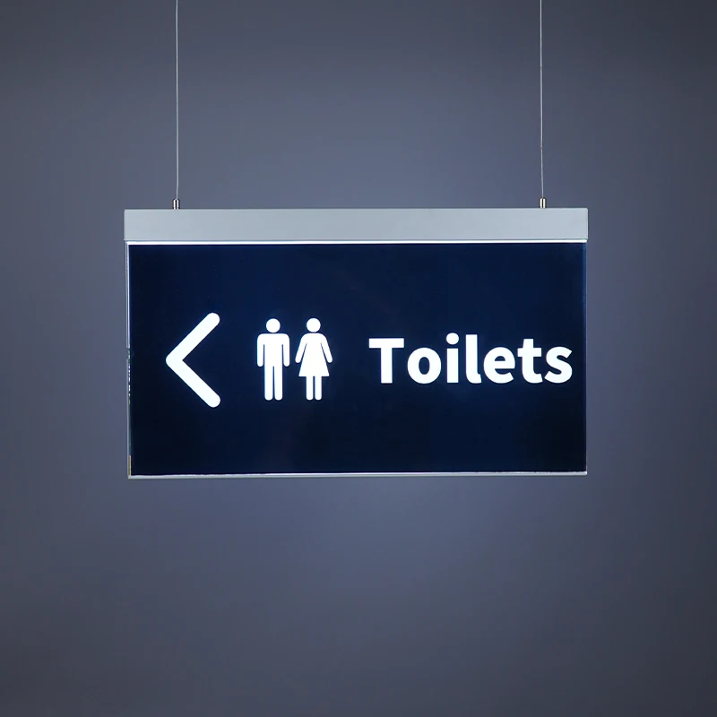 Double sided direction toilet signage for mall  airport  station led picture frame ceiling led light box custom acrylic lightbox