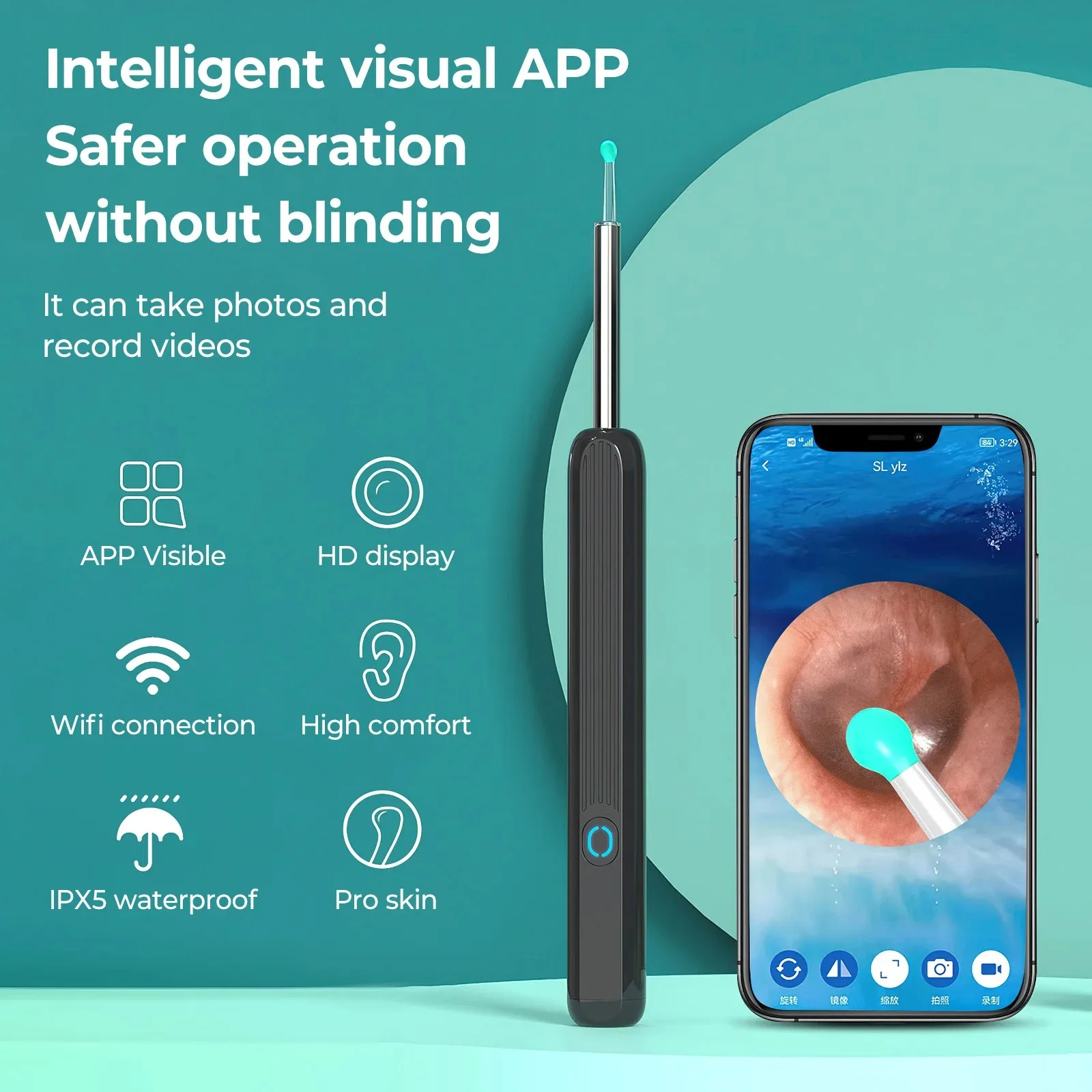 Wireless Smart Visual Ear Cleaner 1080P Ear Stick Otoscope NE3 Ear Wax Removal Tool Earpick Camera Ear Endoscope for iOS Android-2