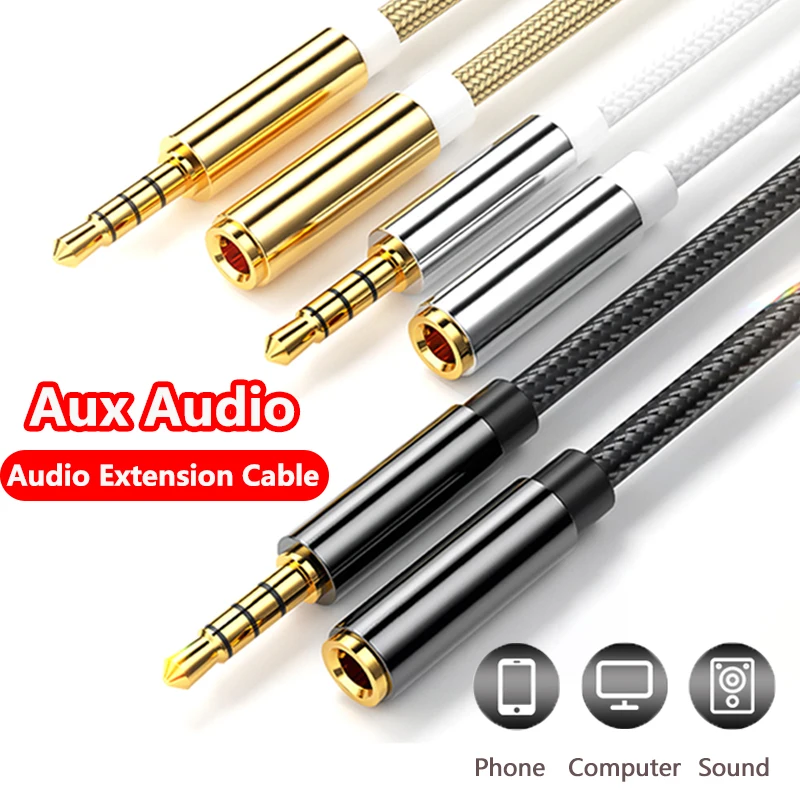 3.5mm Jack Aux Cable Audio Extension Cable For Headphones Speaker Extender Cord For Mobile Phone Car PC Amplifier MP3/MP4 Player