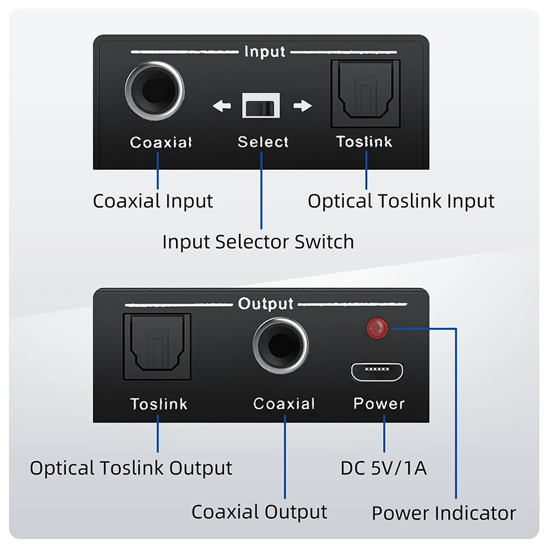 Toslink Coaxial Bi-directional Audio Converter Spdif toslink to Coaxial audio or coaxial to toslink digital audio converter-5
