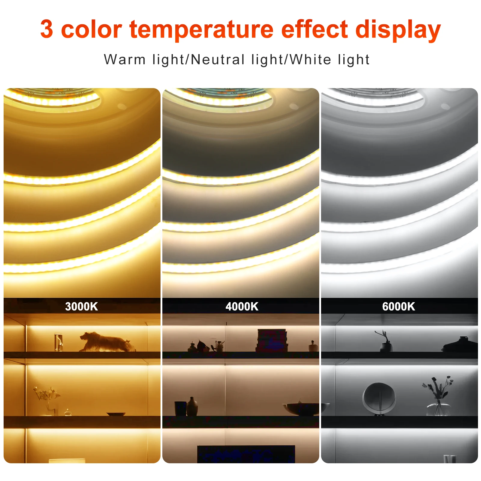 Dimmable COB LED Strip Light 5V USB Flexible LED Tape with ON OFF Switch 320LEDs High Density Linear Lighting with Adhesive Tape-4