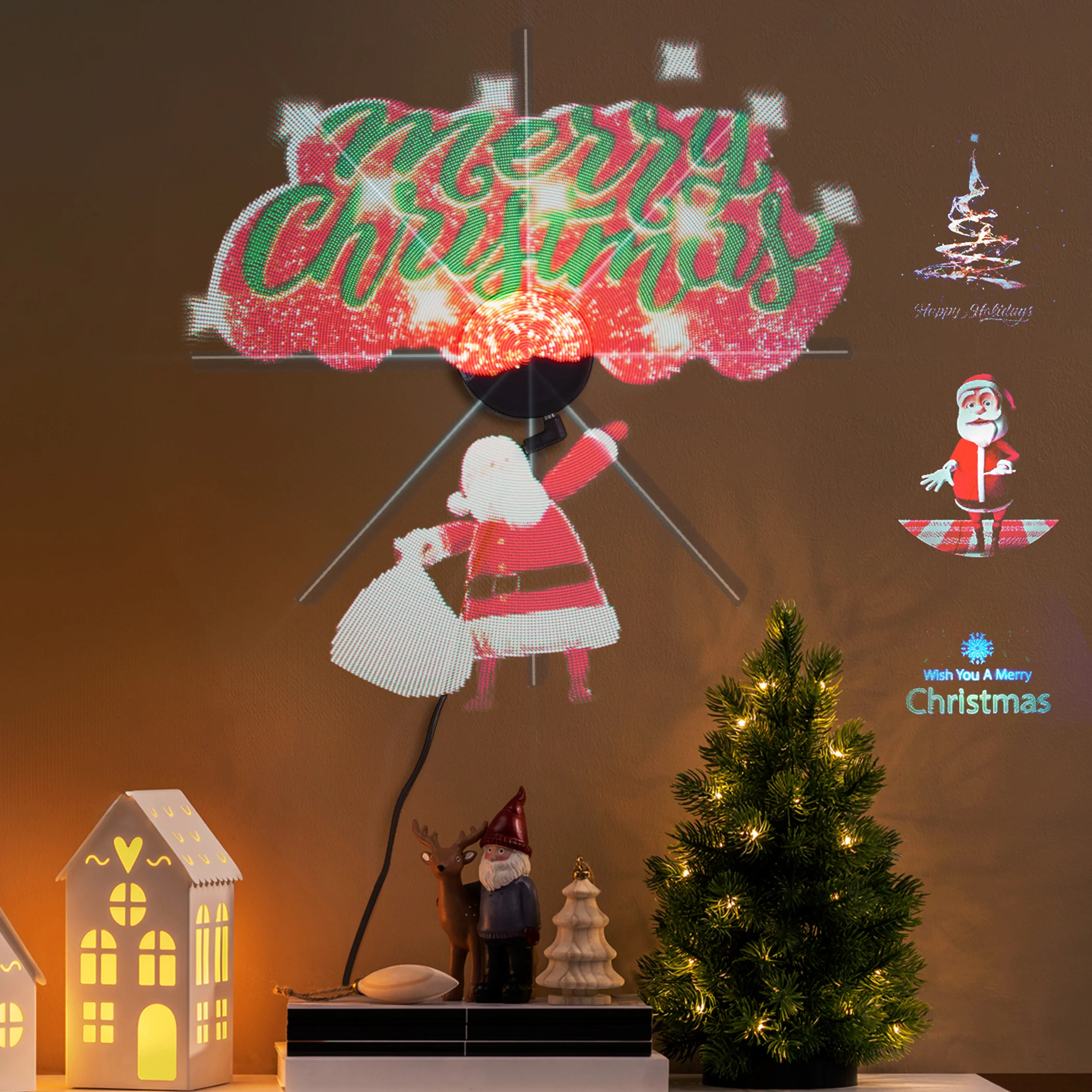 16.1 Inch 3D Holographic Fan Projection Advertising Display Suitable for Commercial Store Signs, Parties, Halloween, Christmas-6